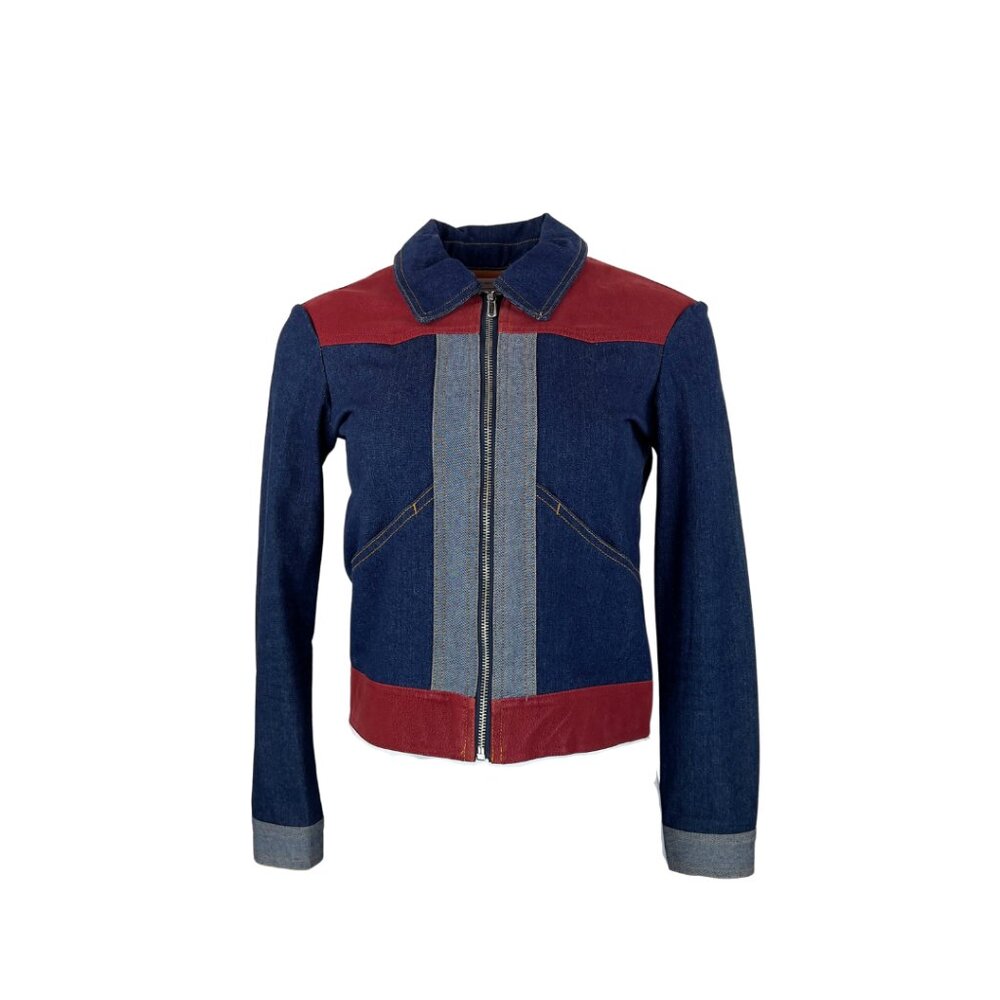 Retro Denim and Burgundy Jacket